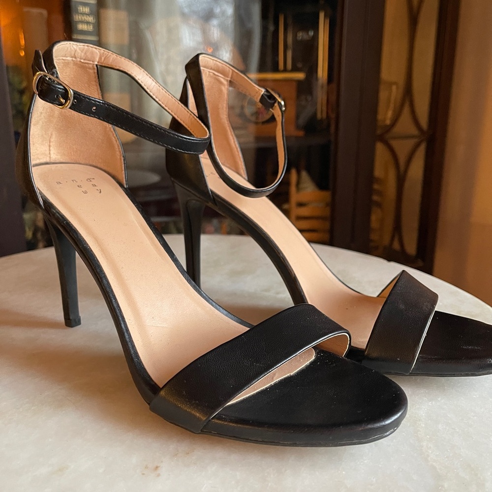 a new day Black Ankle Strap Heels